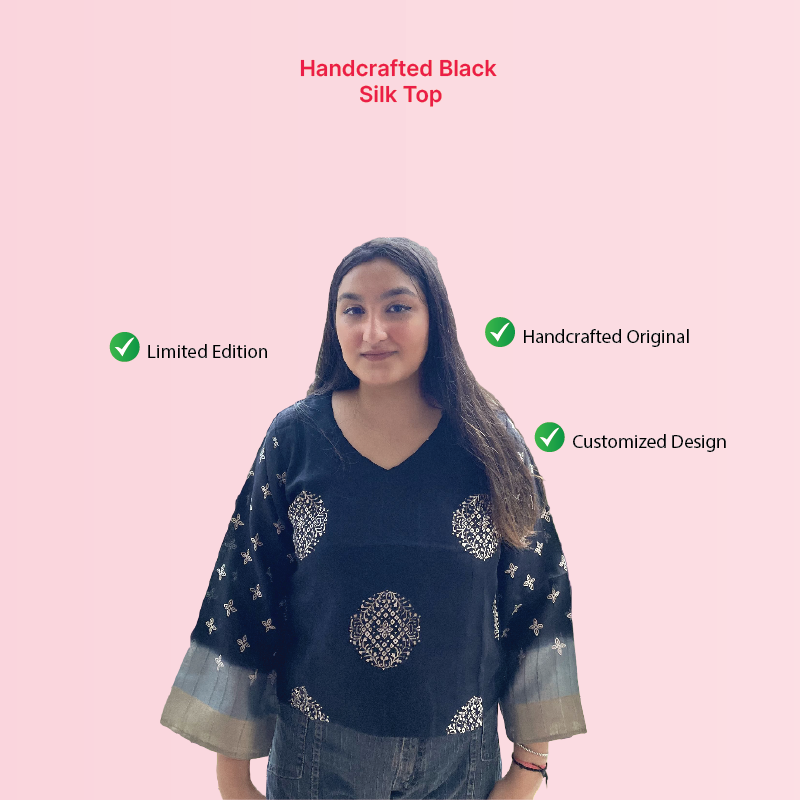 Handcrafted Black Silk Top