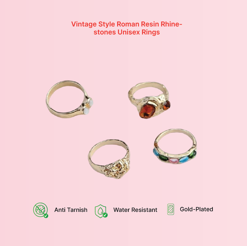 Vintage Style Roman Resin Rhinestones Unisex Rings