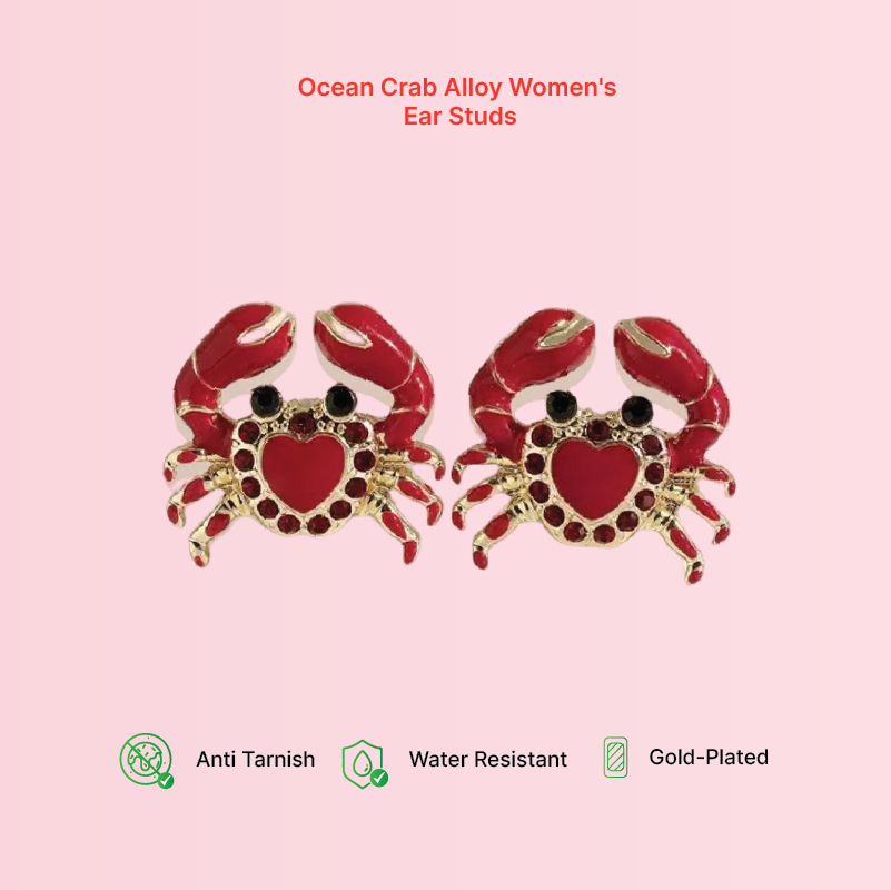 Ocean Crab Alloy Women's Ear Studs