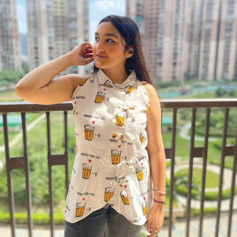 Handcrafted Chai Print Cotton top