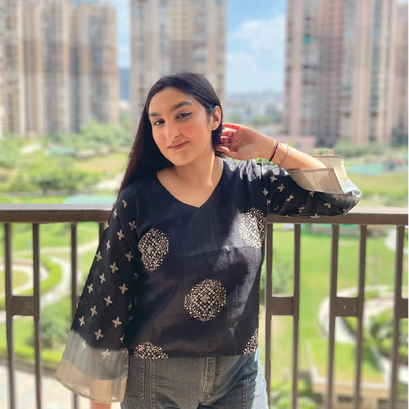 Handcrafted Black Silk Top